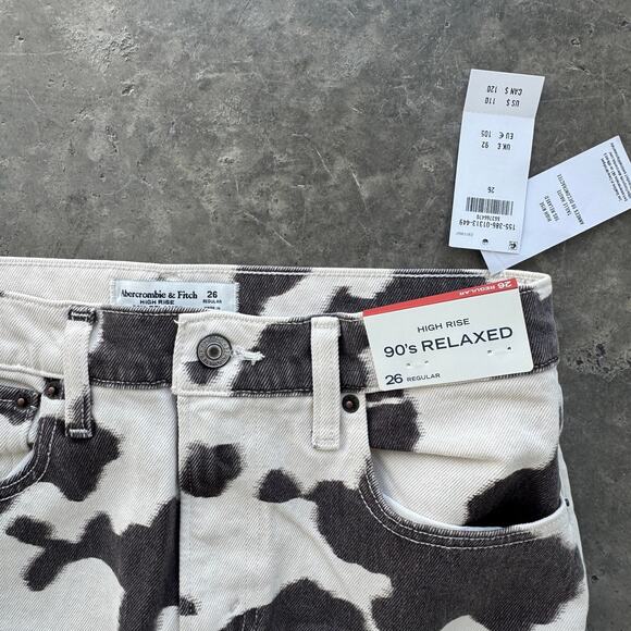 Abercrombie & Fitch High Rise 90s Relaxed Pony Print Jean 26 Nwt Msrp $110 - Picture 3 of 5